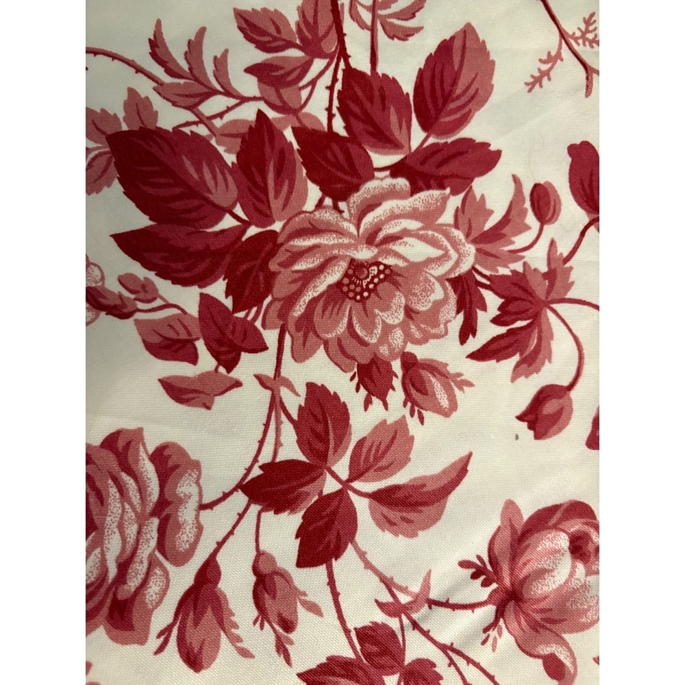 Waverly Wayside Floral Fabric Red/Burgundy Cream Rose